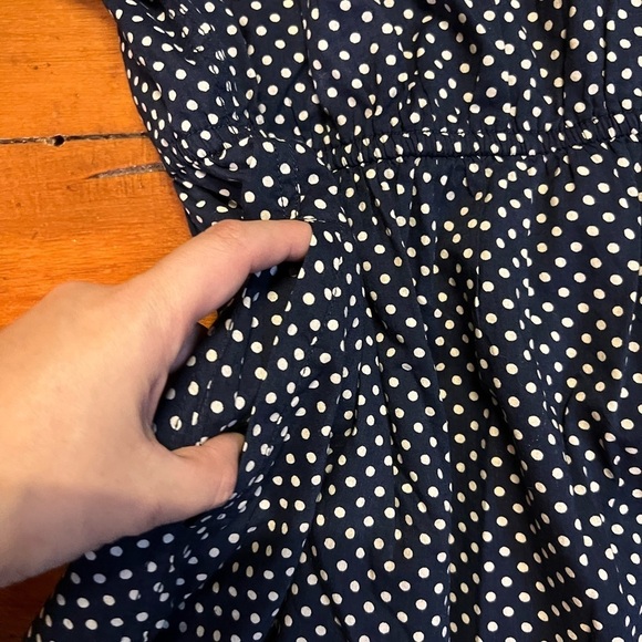 SuperDry Small Womens navy blue polka dot dress elastic waist pockets sleeveless - Picture 7 of 9